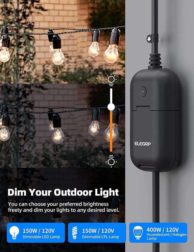 ELEGRP Smart Outdoor Dimmer Plug, Waterproof IP66 Plug- in Dimmer,... - Image 2 of 4