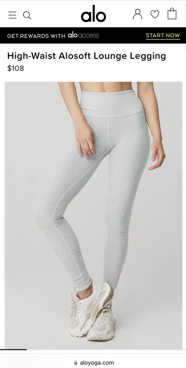 Alo Yoga Womens XS Gray Hi-Rise Regular Fit Rib Banded Leggings
