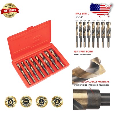 High-Speed Steel 8PC Cobalt Twist Drill Set - For Perfect Precision & Toughness