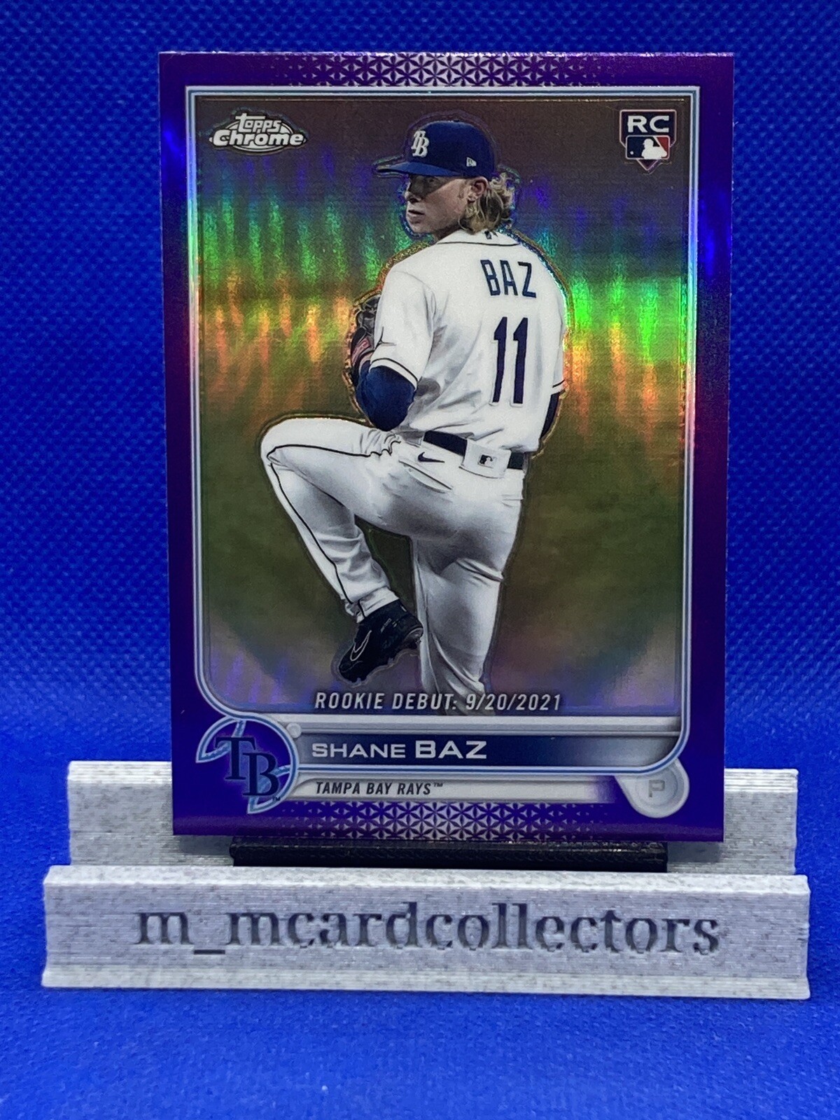 2022 Topps Chrome Update Series Purple Refractor USC175 Shane Baz Rookie Rays
