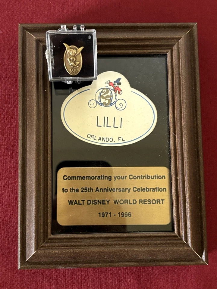 Disney Cast Member Exclusive Service Award Pin 25 Years w/ Plaque & Nametag - Image 2 of 4