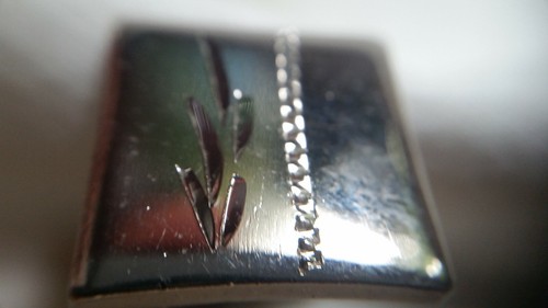 Vintage Silver tone 3/4" square cufflinks with etched leaves and chain design - Picture 4 of 12