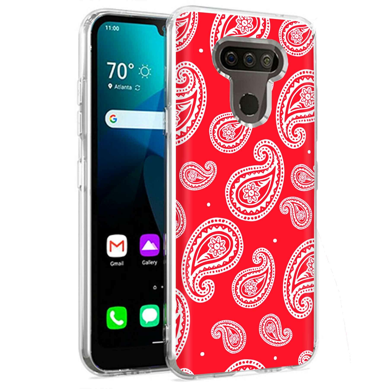 Phone Case for LG Harmony 4,Premier Pro Plus,K41, Paisley Red Pattern Print
