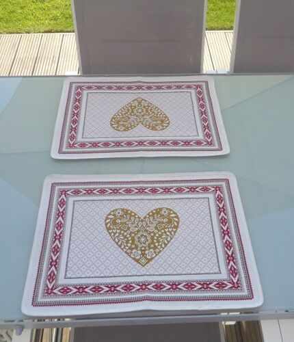 Jacquard Napperons Provence 37x48 CM Crème Rouge Tapisserie France - Picture 4 of 6
