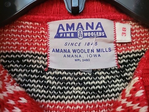 Maglione cardigan AMANA lanificio bottoni taglia 38 rosso vacanza Fair Isle LEGGI - Foto 5 di 11