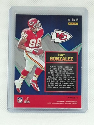 Tony Gonzalez 2020 Mosaic Touchdown Masters GREEN REACTIVE Kansas City Chiefs - Picture 2 of 2