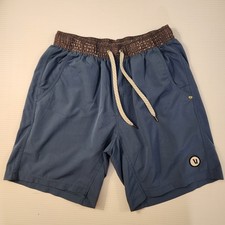 Vuori Kore Shorts Mens Small Blue 7.5  Inseam Lined Gym Workout V302