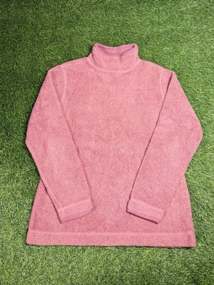 L.L.Bean Women s Pink Fleece Pullover Mock Neck Small Cozy Outdoor Sweater