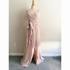 Show Me Your MuMu Blush Spaghetti-Strap Wrap Maxi Dress size Medium