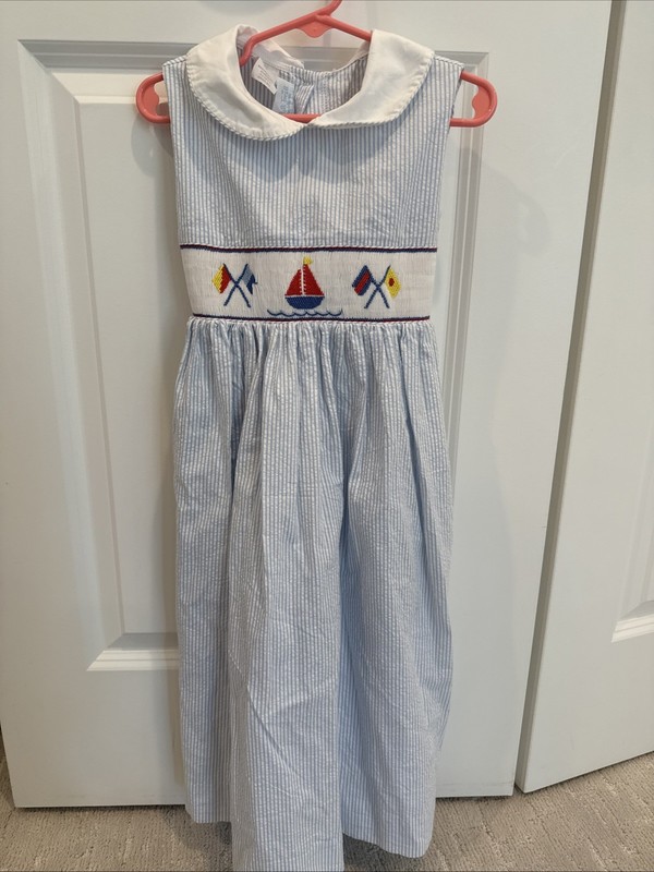 Betti Terrel Girls Seersucker Dress 6 EUC