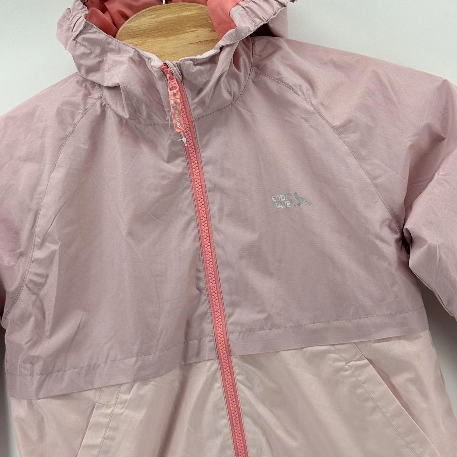 Eddie Bauer Jacket Kids Large 14/16 Hooded Full Zip Fleece Lined Outdoor Coat