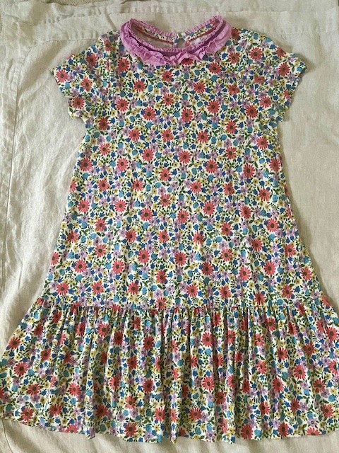 Mini Boden Floral Multicolor Cotton Blend Dress Short Sleeve Girls 11-12Y