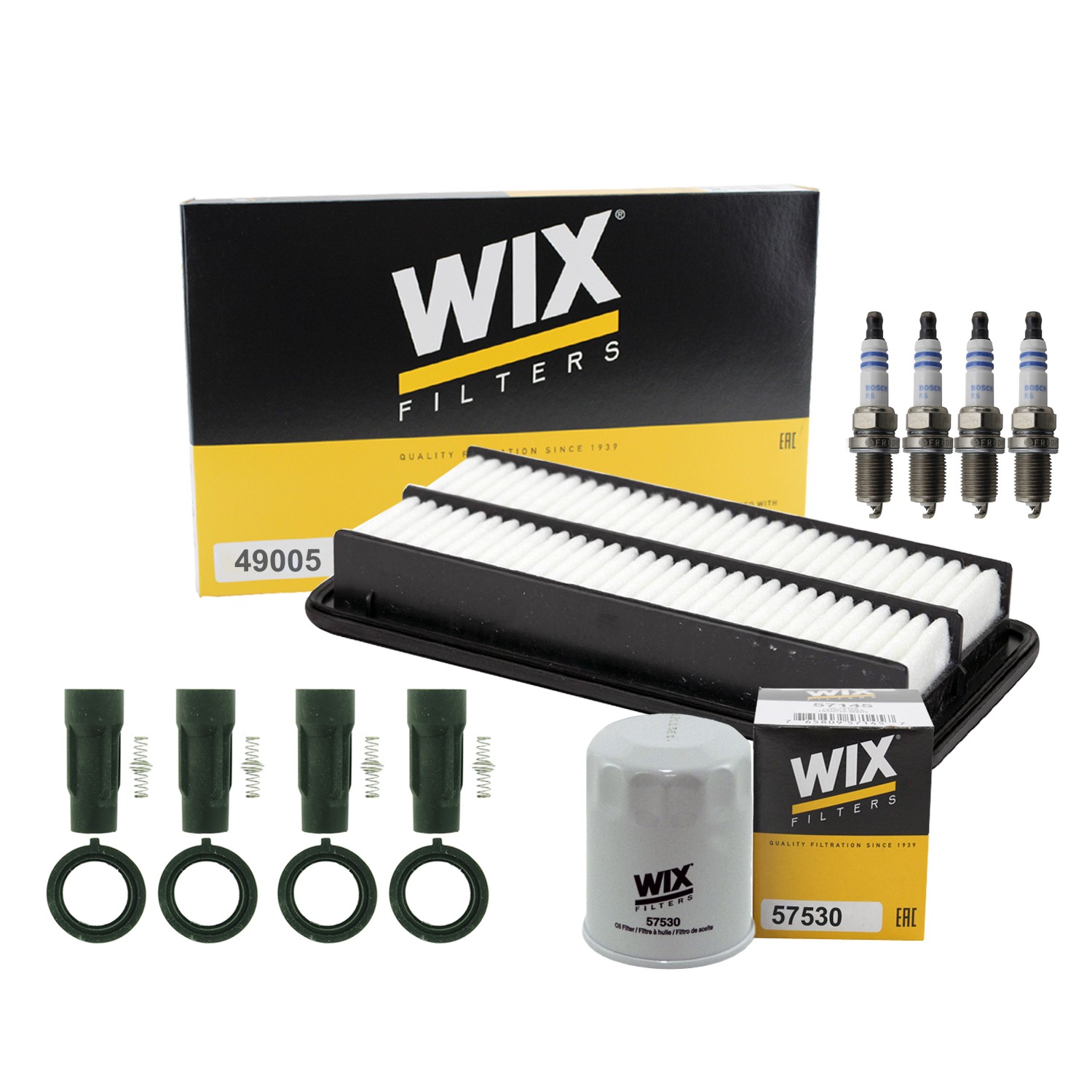 Wix Tune Up Kit Bosch 4 Spark Plugs  NGK Boots Kit for Suzuki SX4 Base 2.0 L4