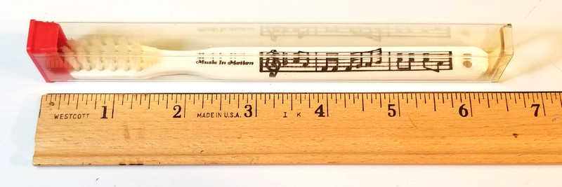 Vintage "DIXIELAND" (notes) TOOTHBRUSH with CASE: old, but NEW,  UNUSED