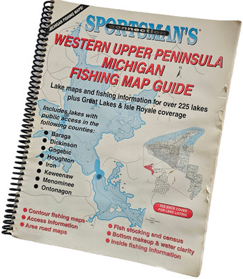2002 MICHIGAN FISHING MAP GUIDE U.P. WESTERN UPPER PENINSULA CONTOUR MAPS PB