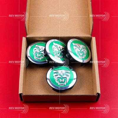 4Pcs For Jaguar Wheel Center Caps Gloss Green 59mm S-Type F-Pace XF XJ8 XEL XJL