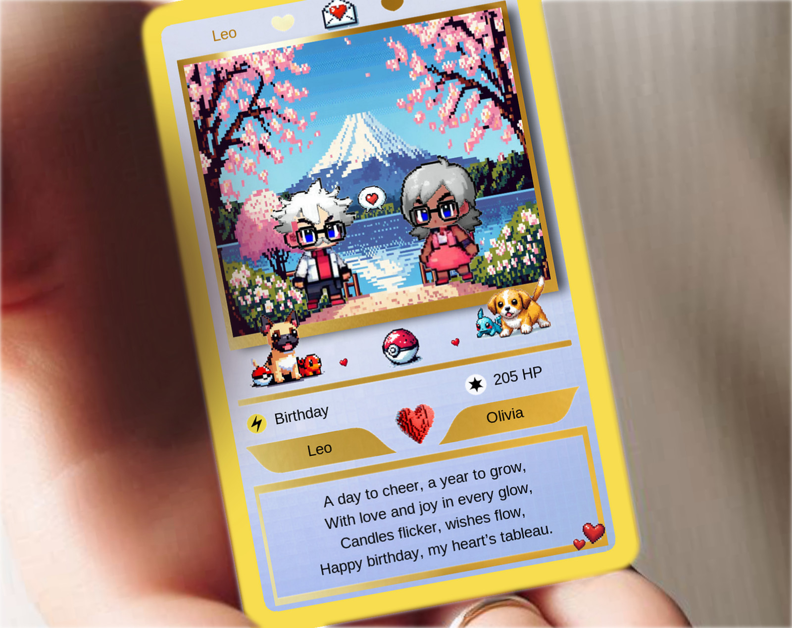 Personalisierte Geburtstagskarte POKE MINI, Individuell Beste Wünsche Geschenkkarte Romantik Geschenke