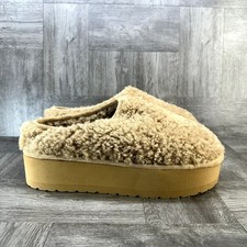 Madden Girl Womens Platform Slippers Size 9 Tan Faux Fur Mules Eazy NEW EAZY01J1