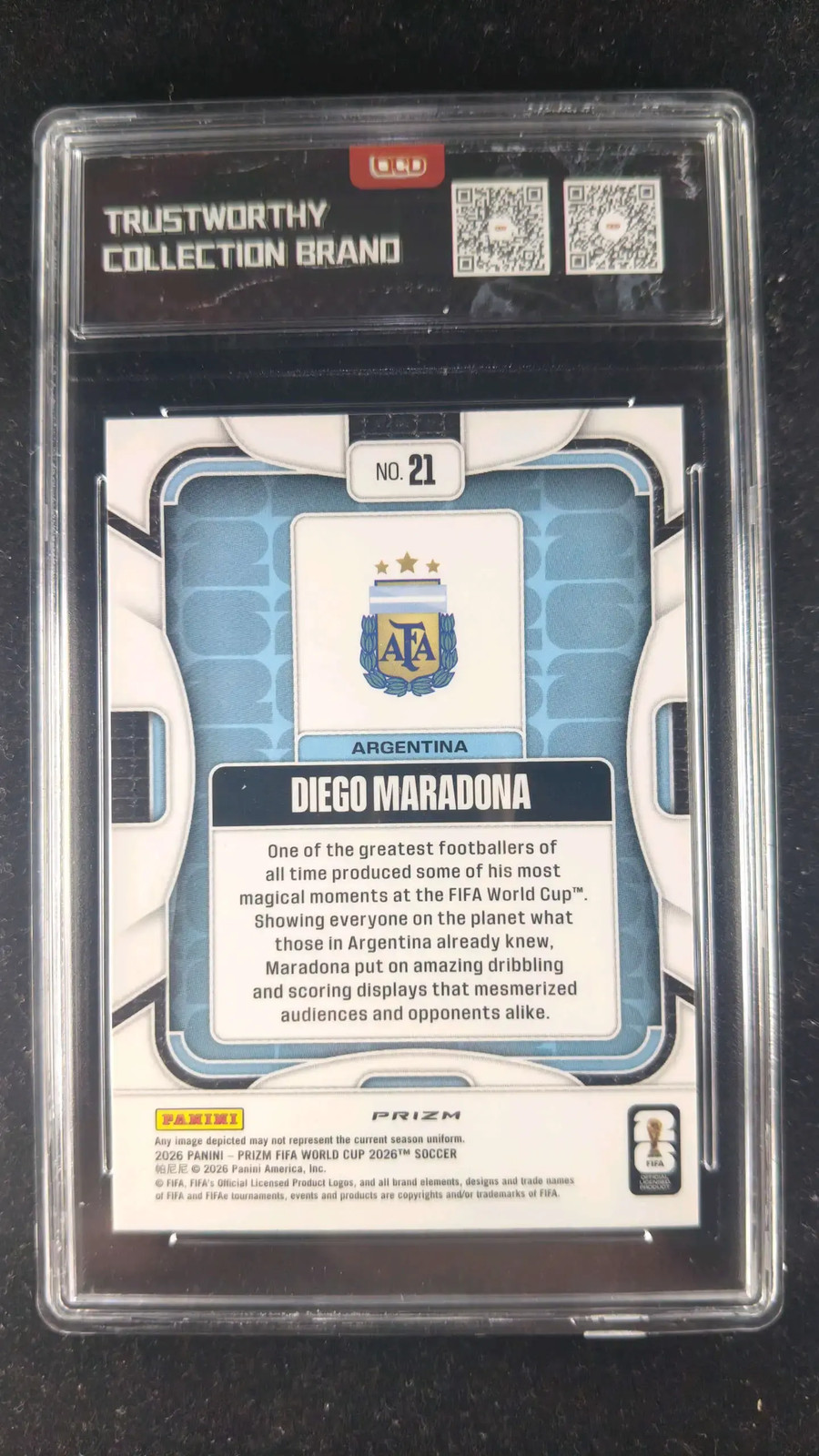 2026 Prizm World Cup Diego Maradona 21 Silver Wave OCD 10 Soccer Card MD28 view 2