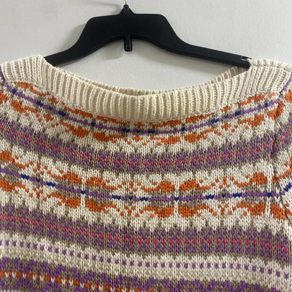 Suéter Clásico Ralph Lauren Mujer Beige Multicolor Grueso Preppy Manga Larga Foto 4 de 4