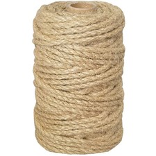 PerkHomy 5mm Jute Rope 105 Feet Twisted Heavy Duty and Thick Twine Rope for C...