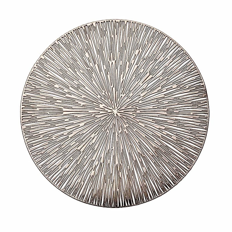 6 GOLD 15" wide Spike Round Vinyl Placemats Party Wedding Decorations - Image 3 of 4