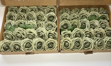 50 Silk Roses Sage Green With Wire Stem Wedding Flowers Floral DIY