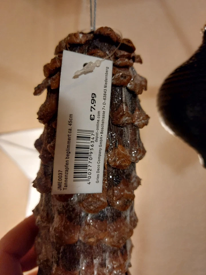 Anhänger Weihnachten, Tannenzapfen, Eiskristall, Kugeln schwarz und Silber - Bild 2 von 4