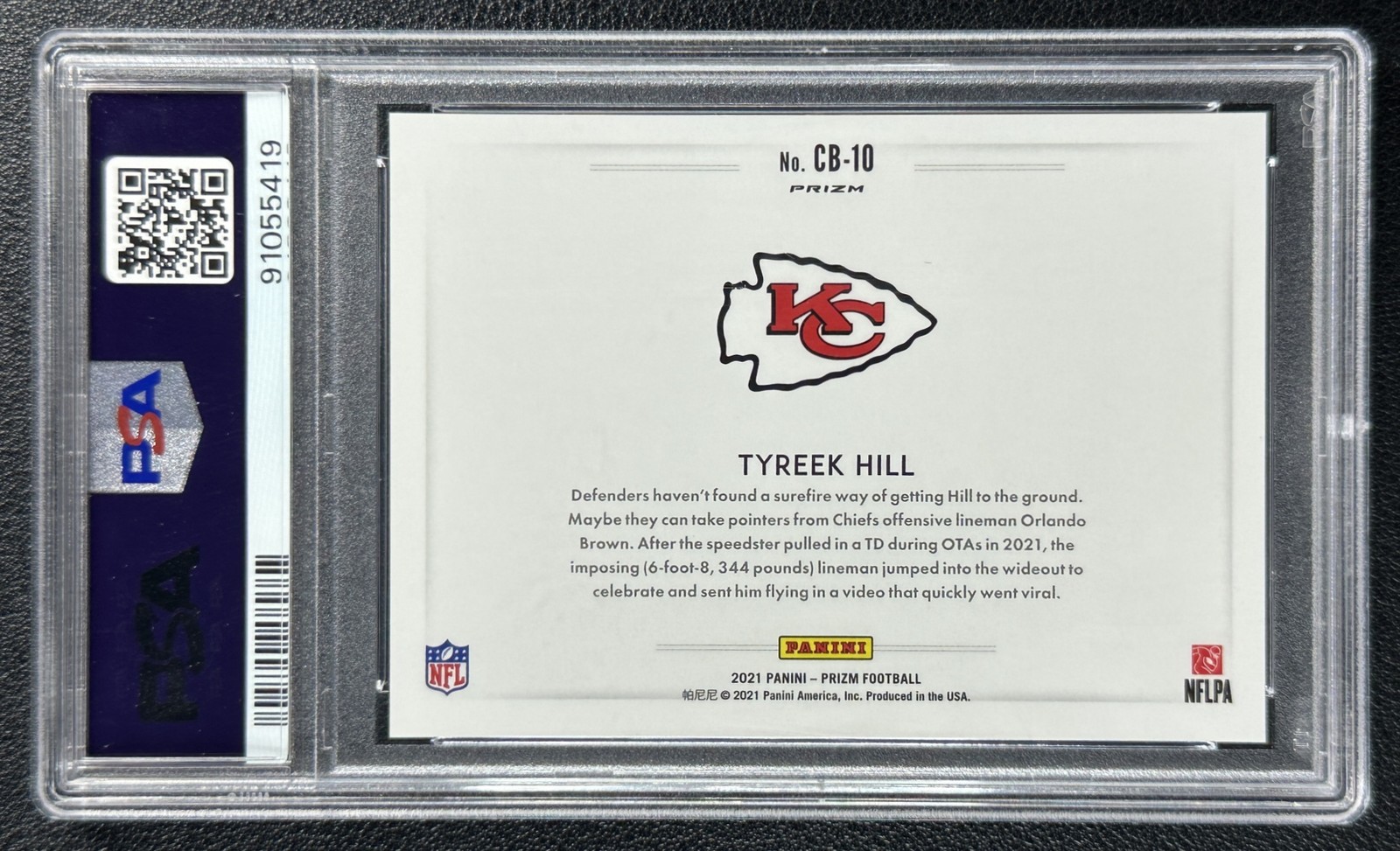 TYREEK HILL PSA 10 2021 PANINI PRIZM #CB-10 COLOR BLAST SP CHIEFS 5419 view 2