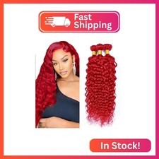 28 30 32 inch Red Bundles Red Human Hair Bundle Burgundy Water Wavy 3 Bundles Bu