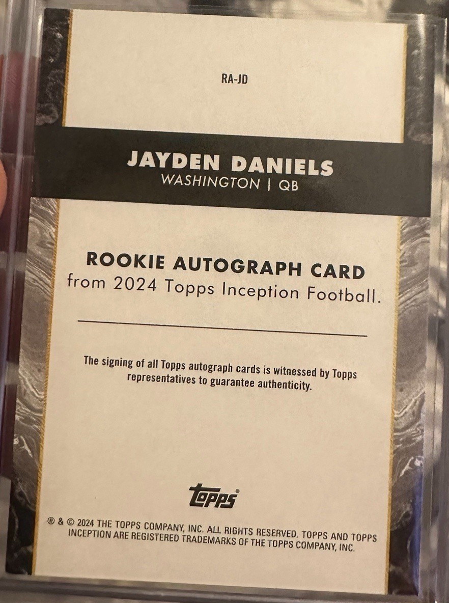 JAYDEN DANIELS 2024 Topps Inception Football Rookie Autograph RC