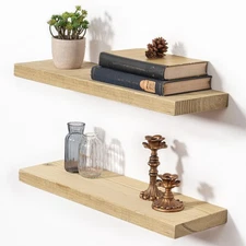 Floating Shelves for Wall Decor, 24"x8" Rustic Reclaimed Wood Shelves, Heavy-...