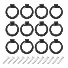 12 Set Modern Drawer Pull Handles with Screws for Dresser Drawer Black