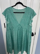 SHEIN 2XL babydoll dress VNeck. Blue with white flowers. EUC