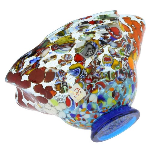 GlassOfVenice Cristal de Murano Millefiori Fazzoletto Cuenco - Plata Aqua - Imagen 3 de 5