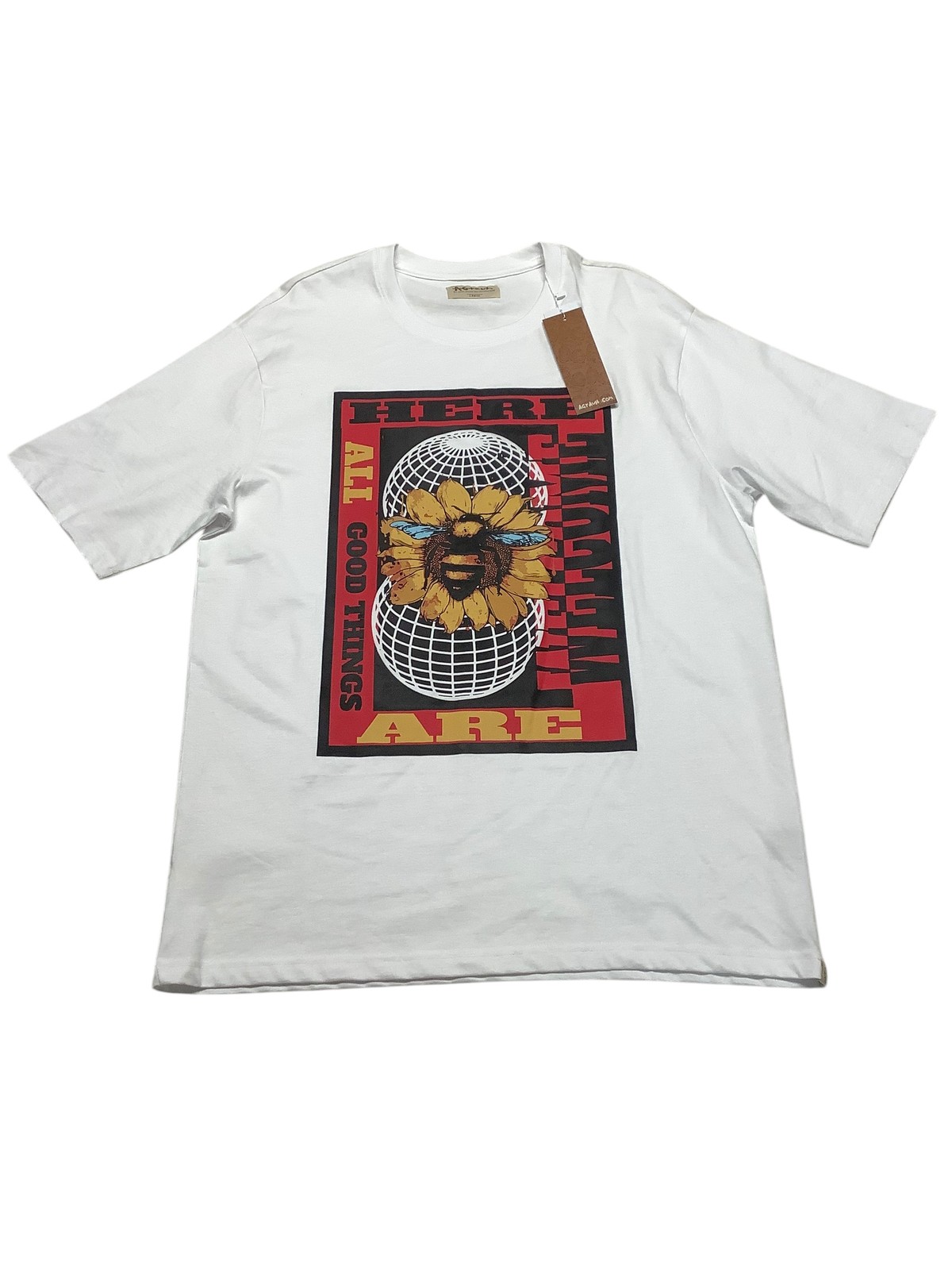 Здесь приветствуется Все хорошее Что есть у Мужской футболки с коротким Рукавом Большого Размера Белого цвета 2390₽