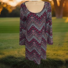 NEW SEXY Bodycon Cut Out Back Dress Tribal Print Sz Large By Madrag