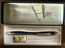 Vintage Cross Century Black Ballpoint Pen 2502 Gold Trim "B" Corporate Logo Box