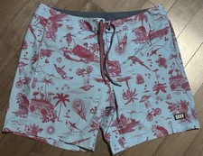 SAXX Oh Buoy 2N1 Volley 7 Shorts Mens Large Tropical Print BallPark Swim Trunks