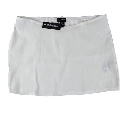 PrettyLittleThing Damen Minirock Stretch V-Front Weiß Gr. 44