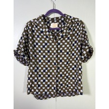 Vtg Pendleton Country Sophisticates Brown Geometric Ikat Blouse USA Made L?