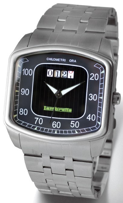 Mint Retro LAMBRETTA CHILOMETRI Black Dial Silver Stainless Steel
