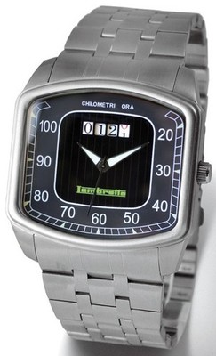 Mint Retro LAMBRETTA CHILOMETRI Black Dial Silver Stainless Steel Italian Watch