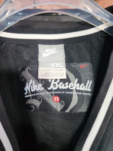 Vintage Nike Baseball 72 V-Neck Nylon LS Black Windbreaker Men's Size XXL NWOT - Picture 2 of 5