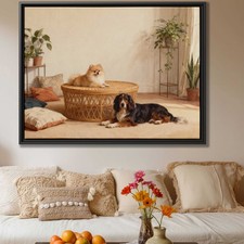 Pomeranian Dog Artwork Oil Painting Living Room Decor Canvas Print Pet Wall Art