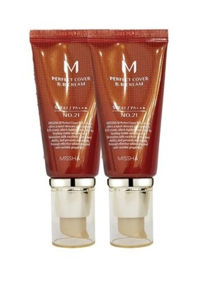 MISSHA M Perfect Cover BB Cream SPF42 PA+++ No.21 Light Beige 50ml x 2 Pack Set