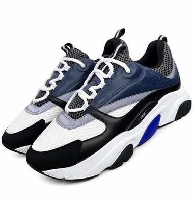 Dior Herren B22 Sneaker Blau Schwarz Canvas Kalbsleder Leder Turnschuhe Gr. 11UK/EU45