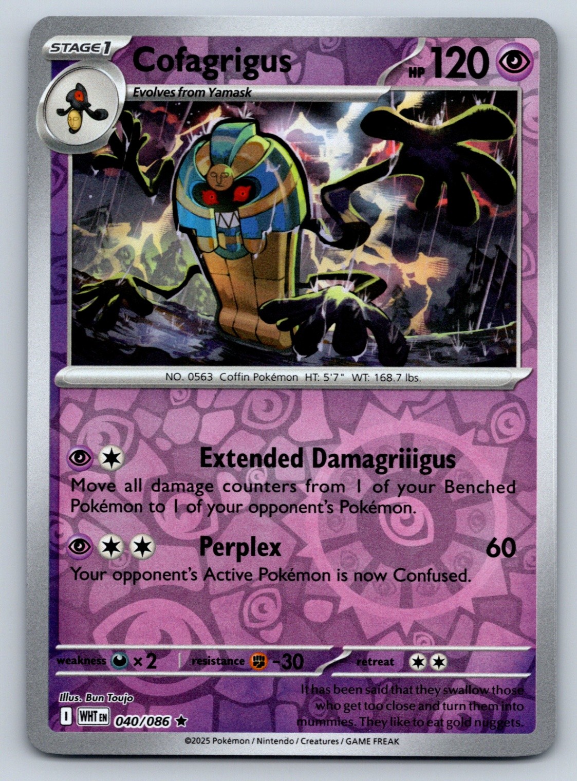 Cofagrigus Reverse Holo Rare SV: White Flare 040/086 NM