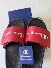 Champion Slippers Slide Women  s Size 7 Boys Size 5 Black Red