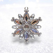 4" Silver Jeweled Snowflake Ornaments Set Of 2 Christmas Decor SHIPS WITHIN 10